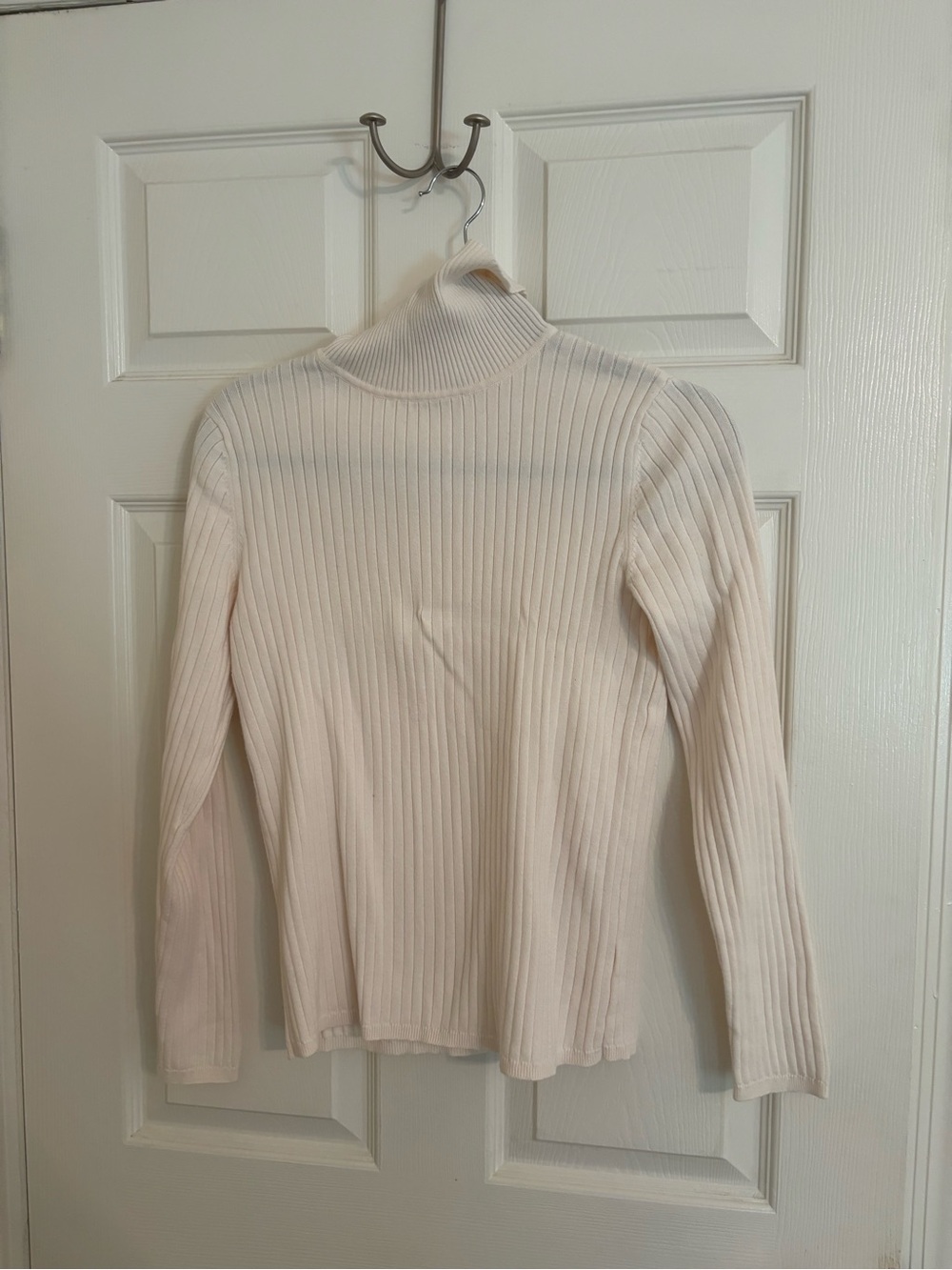 Talbots Cream Ribbed Mock Neck Sweater